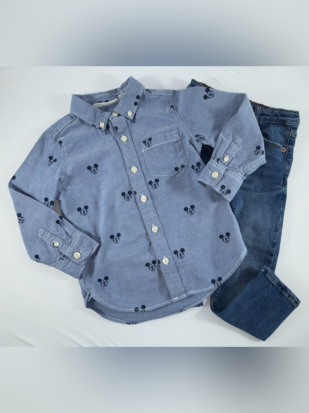 Disney x Baby Gap Mickey Mouse Toddler Boy’s 4 Oxford Shirt & Zara 4/5 Jeans Set